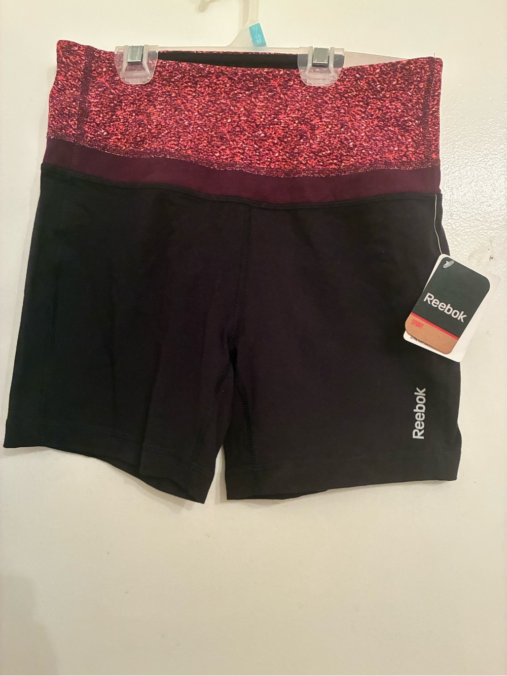 Reebok Black Bike Shorts with Maroon Speckled Waistband